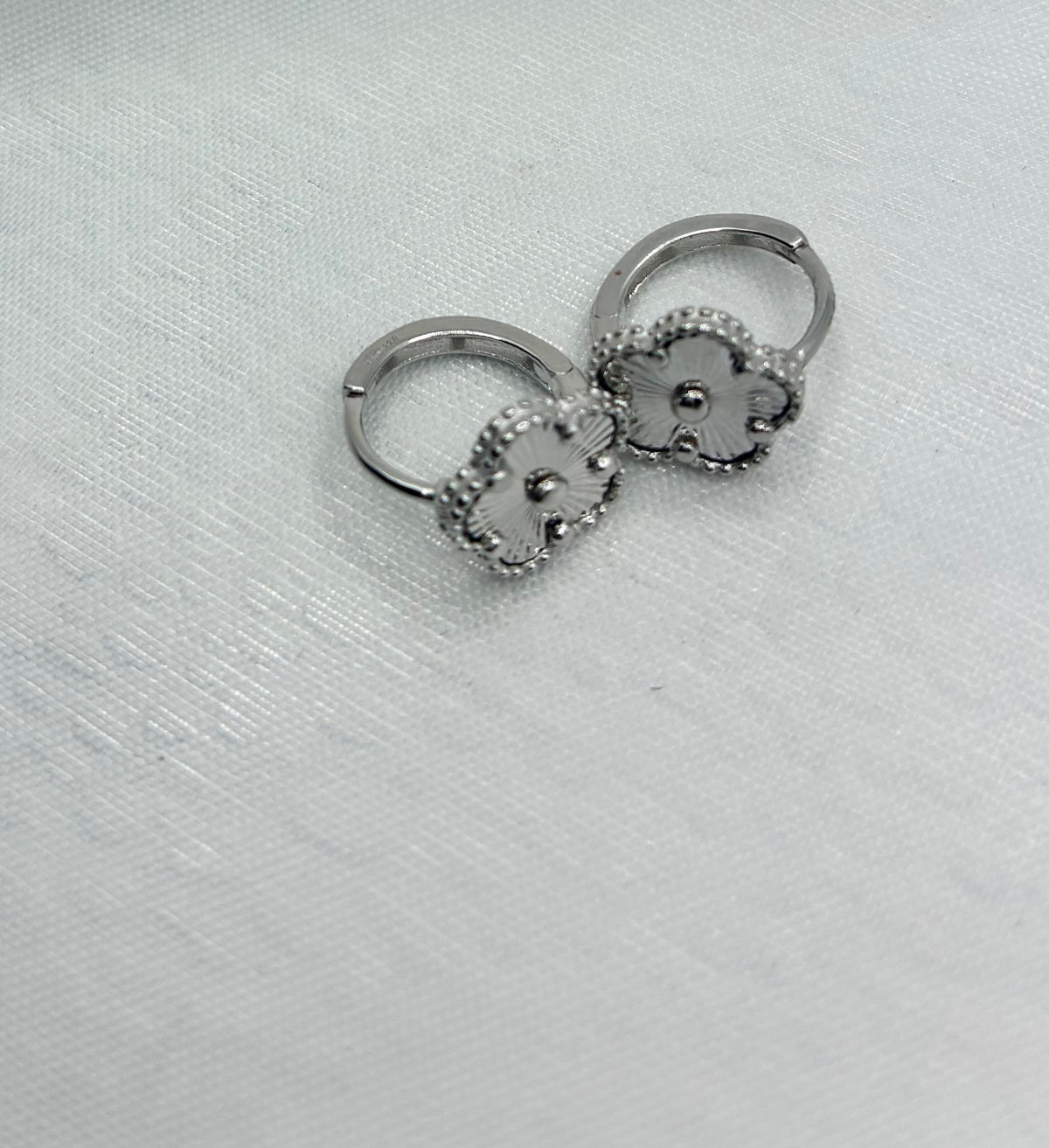 Silver 925 Four-Leaf Clover Huggie Hoop Earrings | Nickel Free