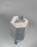 Silver 925 Anillo con Piedra Azul Cuadrada