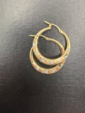 ✨ Arracadas Argolla Tricolor Diamantadas – Oro 14K ✨