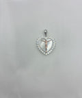 925 Silver Heart Crucifix Pendant with Clear Stones Religious Jewelry