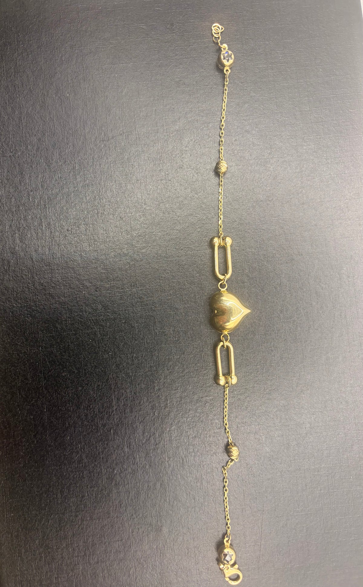 Pulsera Corazón Oro 14K 7” – 14K Gold Heart Bracelet