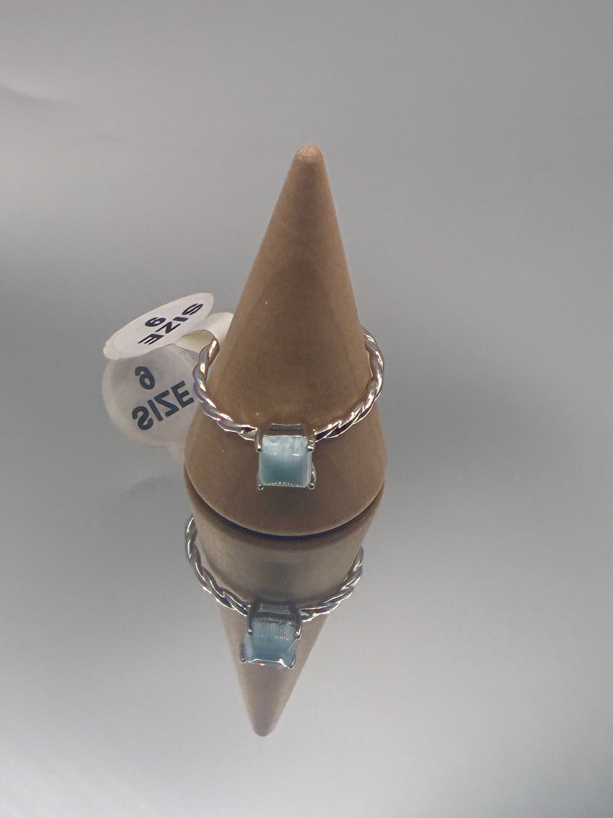 Silver 925 Anillo con Piedra Azul Cuadrada