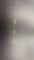 ✨ Pulsera Infinito, Corazón  Oro 14K – 7”