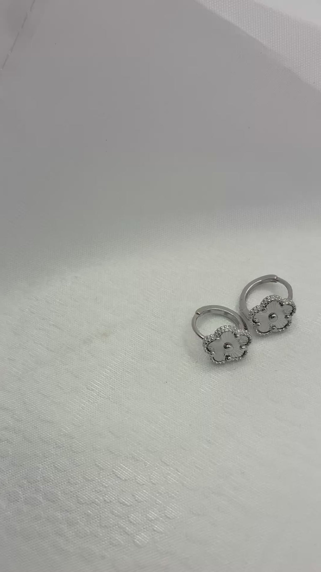 Silver 925 Four-Leaf Clover Huggie Hoop Earrings | Nickel Free