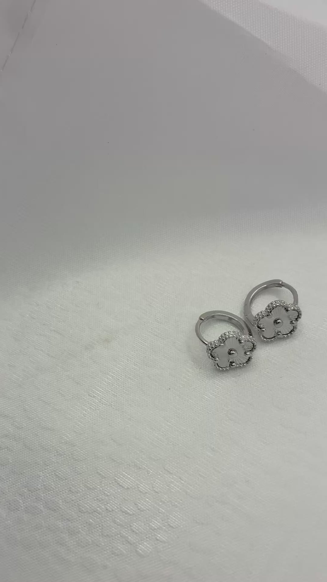 Silver 925 Four-Leaf Clover Huggie Hoop Earrings | Nickel Free
